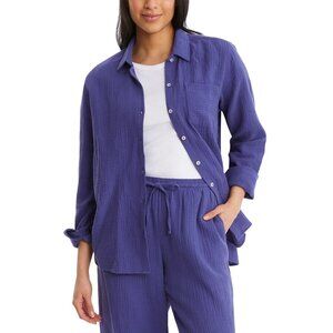 NWT Jessica Simpson Women's Gauze Button Front Shirt Blue Size S $60 1HL25